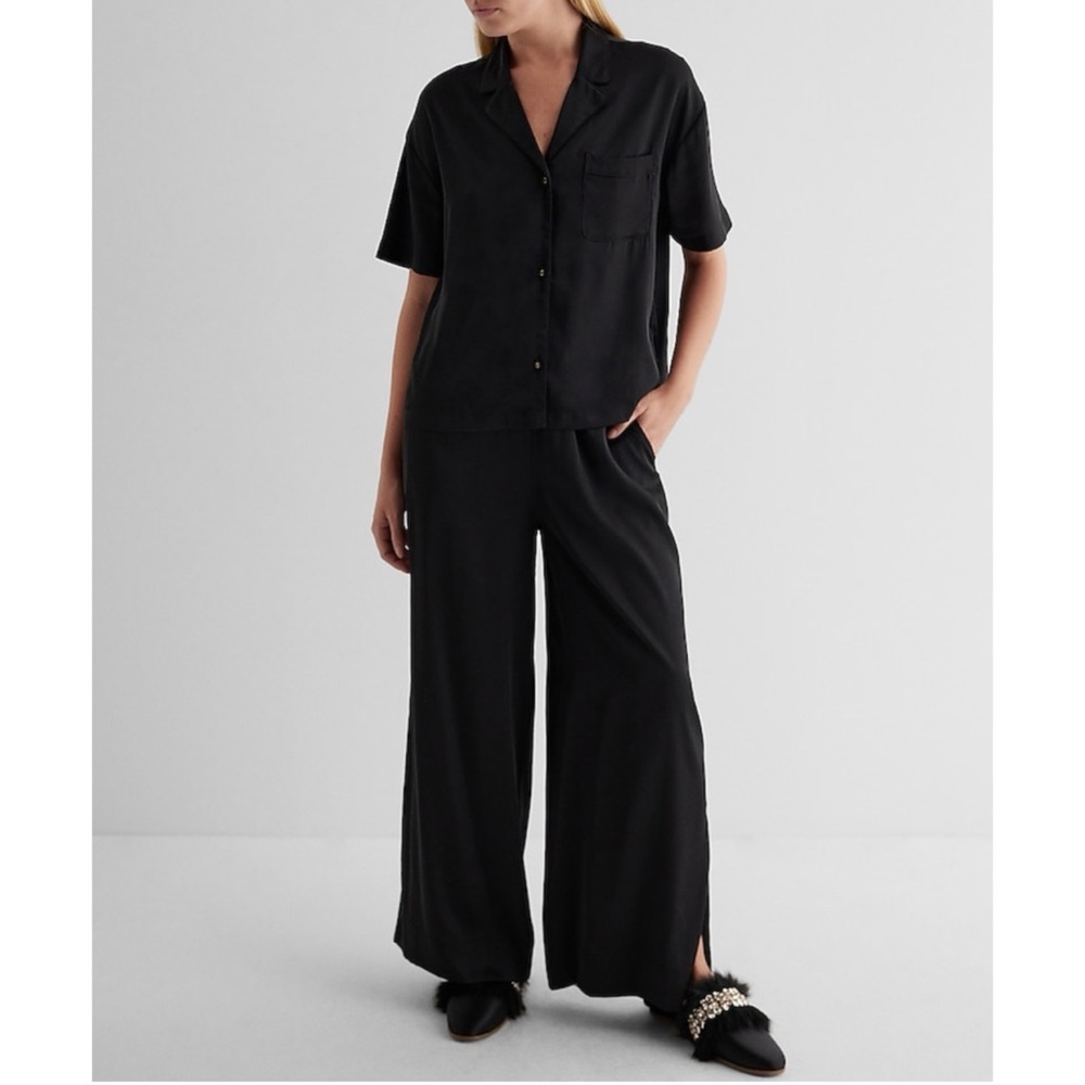 Express black satin pajama set